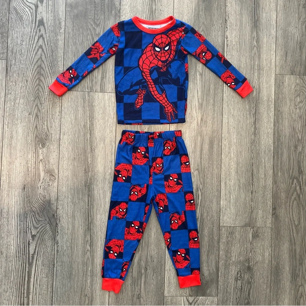Marvel Spiderman Toddler Boy Long Sleeve Pant 2 Piece Pajama Set Red Blue 4T